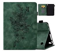 MOKASE Case for Amazon All-New Kindle Fire 7 Tablet 12th Generation 2022 Latest Model 7", Suede Leather Folio Stand Cover, Smart Auto Wake/Sleep with Pen Holder for Fire 7 12th Generation 2022, Green