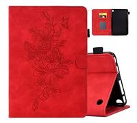 MOKASE Case for Amazon All-New Kindle Fire 7 Tablet 12th Generation 2022 Latest Model 7", Suede Leather Folio Stand Cover, Smart Auto Wake/Sleep with Pen Holder for Fire 7 12th Generation 2022, Red