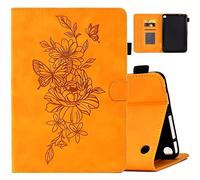 MOKASE Case for Amazon All-New Kindle Fire 7 Tablet 12th Generation 2022 Latest Model 7", Suede Leather Folio Stand Cover, Smart Auto Wake/Sleep with Pen Holder for Fire 7 12th Generation 2022, Yellow