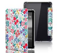 MOKASE Clear Case Fit for 6.8" Kindle Paperwhite 11th Generation & Signature Edition 2021 Release, Soft Flexible Transparent TPU Bumper PU Leather E-Reader Cover with Auto Wake/Sleep, Floral