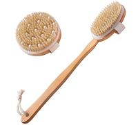 Mokassy Dry Brushing Body Brush Set of 2, Dry Skin Exfoliating Brush, Handle Back Scrubber for Shower, Dry Brush for Cellulite