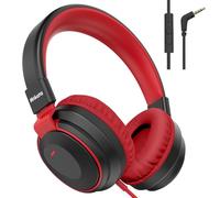 Mokata Headphone Kids Volume Limited 85/96dB Wired Over-Ear/On-Earr Foldable Headset with Inline Cable Aux 3.5mm Cord Mic for Boy Girl Child School PC Notebook Tablet Black