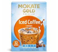 Mokate Gold Caramel Iced Coffee Sachets - 4 Pack (32 Sachets Total) - Instant Caramel Flavour Iced Coffee Drink - Just Add Cold Water & Ice - Smooth, Refreshing Summer Coffee Beverage