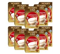 Mokate Gold Premium Cappuccino Classic Instant Coffee Bulk Box of 10, Total of 100 Individually Wrapped Coffee Pocket Sachet- for Gifts, Office, Clinic, Staff Coffee Drink, for Refreshment