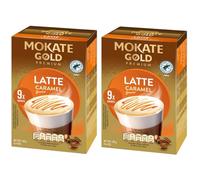 Mokate Gold Premium Caramel Latte 18 Sachets - 2 x 126g Boxes - Instant Caramel Latte Coffee Drink - Café Style Beverage - Includes Gifty Goodness Shopping List