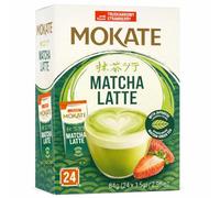 Mokate Strawberry Matcha Latte Sachets Pack of 24 - Instant Japanese Style Green Tea Strawberry Flavour Latte - Creamy Sweet Matcha Drink Mix - Just Add Hot Water - Café Style Matcha Latte at Home