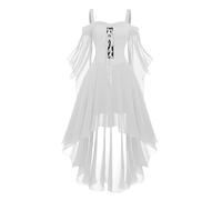 MOKBAY Witch Dress, Plus Size Fairy Steampunk Long Adult Gothic Wicked Halloween Outfits, Pirate Devil Fancy Dead Funny Medieval Victorian Scary Pumpkin Vampire Costume, 3XL White