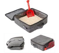 [Mokcoliy]Portable Litter Box Foldable for Travel, Waterproof Compact with Handle - Lightweight Collapsible Litter Tray for Cats Small Dogs, Car Camping Emergency Use Easy Clean (30x30cm)