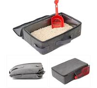[Mokcoliy]Portable Litter Box Foldable for Travel, Waterproof Compact with Handle - Lightweight Collapsible Litter Tray for Cats Small Dogs, Car Camping Emergency Use Easy Clean (30x30cm)