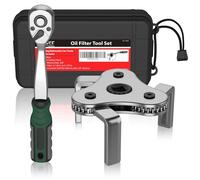 Moker Universal Oil Filter Wrench - Adjustable 3 Jaw Oil Filter Remover Tools from 2-1/8 to 4-1/2 inch(54-115mm)，with 72 Tooth Quick Release Ratchet - Storage Case Included