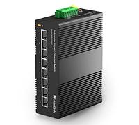 MokerLink 8 Port Gigabit Industrial DIN-Rail Ethernet Switch Top Hat Rail, 16Gb/s Switching Capacity, IP40 Unmanaged Network Switch (-40 to 185°F), with Power Supply
