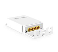 MokerLink Outdoor 4 Port Gigabit PoE Switch/Extender, IEEE 802.3 af/at PoE Repeater, 10/100/1000Mbps, 1 PoE in 3 PoE Out, Wall Mount Waterproof POE Passthrough Switch