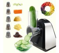 mokero 5 in 1 Electric Cheese Salad Grater Block Cheese Salad Grater for Home Kitchen Electric Food Slicer Shredder Chopper Automatic Grater for Vegetables Cucumber