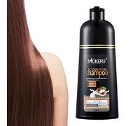 MOKERU Professional Argan COCONUT Oil Hair Dye Color Shampoo 500 ML Instant Fast Acting Long Lasting Hair Color Shampoo Colors Hair in Minutes-Long Lasting- (DARK BROWN)