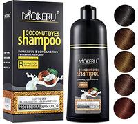 MOKERU Professional Argan COCONUT Oil Hair Dye Color Shampoo 500 ML Instant Fast Acting Long Lasting Hair Color Shampoo Colors Hair in Minutes-Long Lasting- (DARK BROWN)