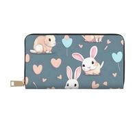 MOKESHN Cartoon Cute Bunny Leather Wallet, Unisex Long Wallet, Business Zipper, Multiple Card Slots, Large Capacity, Fashion, Casual, Wallet, White, White, One Size, Casual
