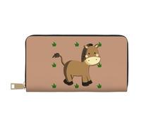 MOKESHN Cartoon Donkey Leather Wallet, Unisex Long Wallet, Business Zipper, Multiple Card Slots, Large Capacity, Fashion, Casual, Wallet, White, White, One Size, Casual