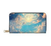 MOKESHN Cloudy Sky Leather Wallet, Unisex Long Wallet, Business Zipper, Multiple Card Slots, Large Capacity, Fashion, Casual, Wallet, White, One Size