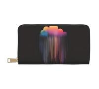 MOKESHN Colorful Rainbow Rain Leather Wallet, Unisex Long Wallet, Business Zipper, Multiple Card Slots, Large Capacity, Fashion, Casual, Wallet, White, One Size