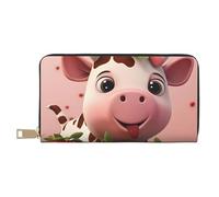 MOKESHN Cows And Strawberries Leather Wallet, Unisex Long Wallet, Business Zipper, Multiple Card Slots, Large Capacity, Fashion, Casual, Wallet, White, One Size