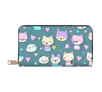 MOKESHN Cute Little Fox Leather Wallet, Unisex Long Wallet, Business Zipper, Multiple Card Slots, Large Capacity, Fashion, Casual, Wallet, White