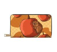 MOKESHN Cute Little Hamster Leather Wallet, Unisex Long Wallet, Business Zipper, Multiple Card Slots, Large Capacity, Fashion, Casual, Wallet, White