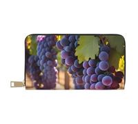 MOKESHN Desert Grapes Leather Wallet, Unisex Long Wallet, Business Zipper, Multiple Card Slots, Large Capacity, Fashion, Casual, Wallet, White, One Size