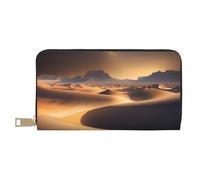 MOKESHN Desert Stars Leather Wallet, Unisex Long Wallet, Business Zipper, Multiple Card Slots, Large Capacity, Fashion, Casual, Wallet, White, One Size