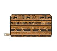 MOKESHN Egyptian Frescoes Leather Wallet, Unisex Long Wallet, Business Zipper, Multiple Card Slots, Large Capacity, Fashion, Casual, Wallet, White, One Size