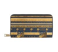 MOKESHN Egyptian Pharaonic Frescoes Leather Wallet, Unisex Long Wallet, Business Zipper, Multiple Card Slots, Large Capacity, Fashion, Casual, Wallet, White, One Size