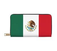 MOKESHN Flag Of Mexico Leather Wallet, Unisex Long Wallet, Business Zipper, Multiple Card Slots, Large Capacity, Fashion, Casual, Wallet, White, One Size