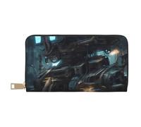 MOKESHN Future Robot Leather Wallet, Unisex Long Wallet, Business Zipper, Multiple Card Slots, Large Capacity, Fashion, Casual, Wallet, White, One Size