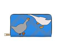 MOKESHN Gray Goose Leather Wallet, Unisex Long Wallet, Business Zipper, Multiple Card Slots, Large Capacity, Fashion, Casual, Wallet