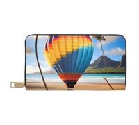 MOKESHN Hawaii Hot Air Balloon Leather Wallet, Unisex Long Wallet, Business Zipper, Multiple Card Slots, Large Capacity, Fashion, Casual, Wallet
