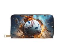 MOKESHN Hot Baseball Leather Wallet, Unisex Long Wallet, Business Zipper, Multiple Card Slots, Large Capacity, Fashion, Casual, Wallet, White, One Size