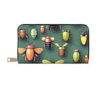 MOKESHN Insect Atlas Leather Wallet, Unisex Long Wallet, Business Zipper, Multiple Card Slots, Large Capacity, Fashion, Casual, Wallet, White, One Size