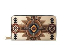 MOKESHN Native American Painting Leather Wallet, Unisex Long Wallet, Business Zipper, Multiple Card Slots, Large Capacity, Fashion, Casual, Wallet, White, One Size