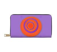 MOKESHN Orange Circle Centre Leather Wallet, Unisex Long Wallet, Business Zipper, Multiple Card Slots, Large Capacity, Fashion, Casual, Wallet, White, One Size