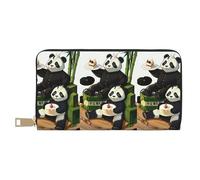 MOKESHN Pandas Of Father And Son Leather Wallet, Unisex Long Wallet, Business Zipper, Multiple Card Slots, Large Capacity, Fashion, Casual, Wallet, White, One Size