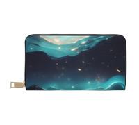 MOKESHN Science Fiction Stars Leather Wallet, Unisex Long Wallet, Business Zipper, Multiple Card Slots, Large Capacity, Fashion, Casual, Wallet, White, One Size