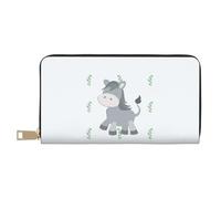 MOKESHN Smiling Donkey Leather Wallet, Unisex Long Wallet, Business Zipper, Multiple Card Slots, Large Capacity, Fashion, Casual, Wallet, White, One Size