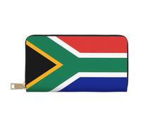 MOKESHN South Africa Flag Leather Wallet, Unisex Long Wallet, Business Zipper, Multiple Card Slots, Large Capacity, Fashion, Casual, Wallet, White, One Size