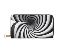MOKESHN Spiral Optical Illusion Gif Leather Wallet, Unisex Long Wallet, Business Zipper, Multiple Card Slots, Large Capacity, Fashion, Casual, Wallet, White, One Size