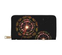 MOKESHN Starry Dandelion Leather Wallet, Unisex Long Wallet, Business Zipper, Multiple Card Slots, Large Capacity, Fashion, Casual, Wallet, White, One Size