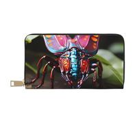 MOKESHN Strange Insects Leather Wallet, Unisex Long Wallet, Business Zipper, Multiple Card Slots, Large Capacity, Fashion, Casual, Wallet, White, One Size
