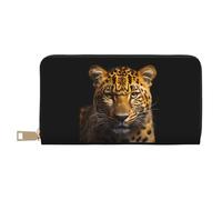 MOKESHN The Deep-Eyed Leopard Leather Wallet, Unisex Long Wallet, Business Zipper, Multiple Card Slots, Large Capacity, Fashion, Casual, Wallet, White, One Size