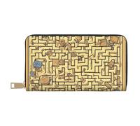 MOKESHN Treasure Maze Leather Wallet, Unisex Long Wallet, Business Zipper, Multiple Card Slots, Large Capacity, Fashion, Casual, Wallet