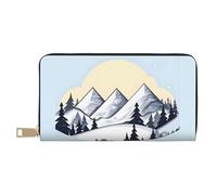 MOKESHN White Snowy Mountains Leather Wallet, Unisex Long Wallet, Business Zipper, Multiple Card Slots, Large Capacity, Fashion, Casual, Wallet, White, One Size