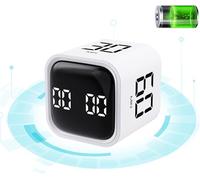 Mokeum Cube Timer, Kitchen Timer, Gravity Sensor Flip Cube Timer, LED Display Silent Countdown Timer, Digital Kitchen Timers for Work, Study, Meeting, Cooking, Fitness (White)