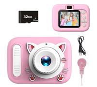 Mokeum Kids Camera, 1920P Digital Camera for Kids, 2.0 Inch Screen Dual Lens with 32G TF Storage Card, Supports Cardless Storage, Autofocus, Video Recording